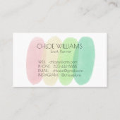 Weiche Pastellfarben Abstrakt Brush Wasserfarbe Visitenkarte (Rückseite)
