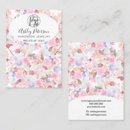 Weiche Pastellfarben Logo Schmuck Ohrring Halskett Visitenkarte (Vorne/Hinten)