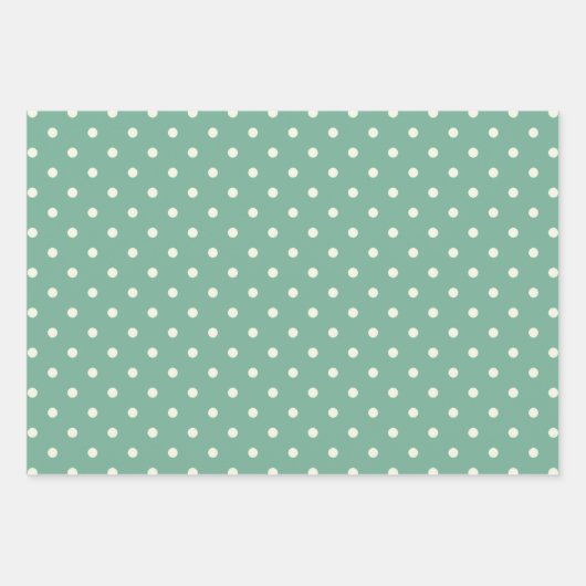 Weiche Pastellfarben Minze, grüne und weiße Polka- Geschenkpapier Set (Vorderseite 3)
