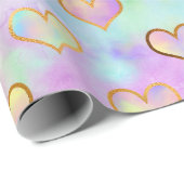 Weiche Pastellfarben mit Goldheartenpapier Geschenkpapier (Rolleneckpunkt)