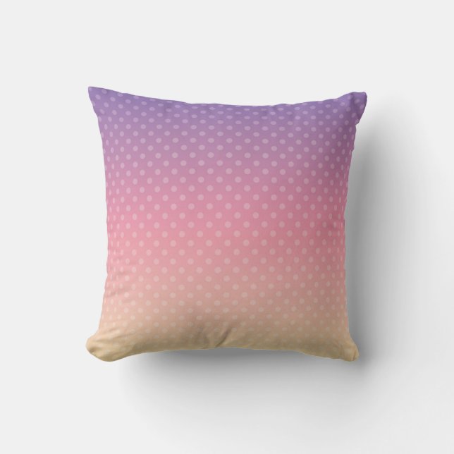 Weiche Pastellfarben Polka Dot Pink Violett Kissen (Vorderseite)