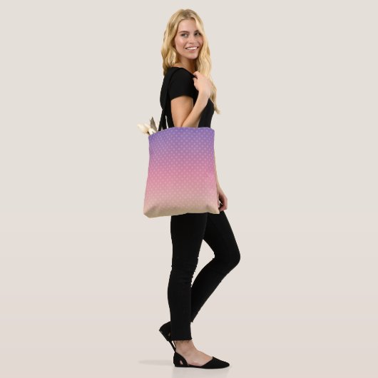 Weiche Pastellfarben Polka Dot Pink Violett Tasche (Am Model)