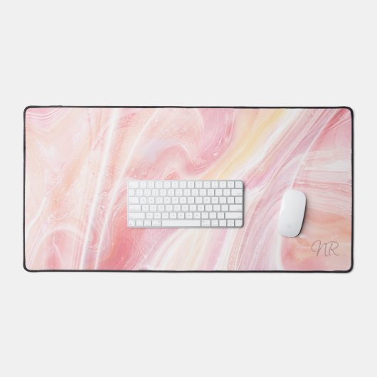 Weiche Pastellfarben Rosa Marmorklammer Name oder Schreibtischunterlage (Tastatur & Maus)