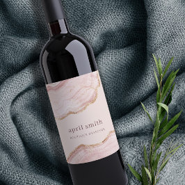 Weiche Pastellfarben Rose Gold Agate Marmor Textur Weinetikett