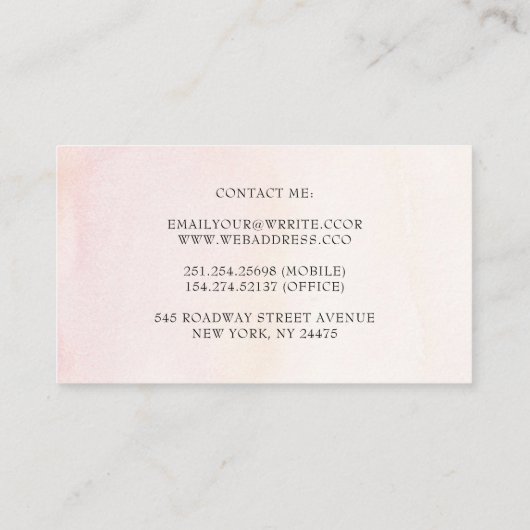 Weiche, pastellfarbene Blume Elegant Stilvoll mode Visitenkarte (Rückseite)