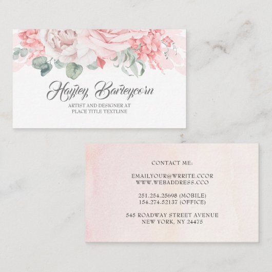 Weiche, pastellfarbene Blume Elegant Stilvoll mode Visitenkarte (Vorne/Hinten)