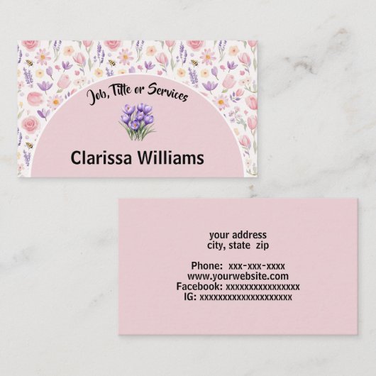 Weiche pastellfarbene Blume Visitenkarte (Vorne/Hinten)