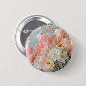 Weiche, pastellfarbene Frühlingsblumen Design Deli Button (Vorne & Hinten)