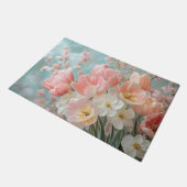 Weiche, pastellfarbene Frühlingsblumen Design Deli Fußmatte (Schrägansicht)