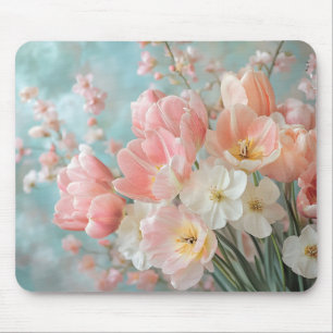 Weiche, pastellfarbene Frühlingsblumen Design Deli Mousepad