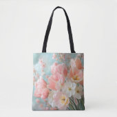 Weiche, pastellfarbene Frühlingsblumen Design Deli Tasche (Vorderseite)