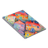 Weiche pastellfarbene kleine Häuser in friedlicher Notizblock (Rechte Seite)