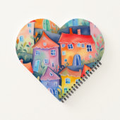 Weiche pastellfarbene kleine Häuser in friedlicher Notizblock (Rückseite)