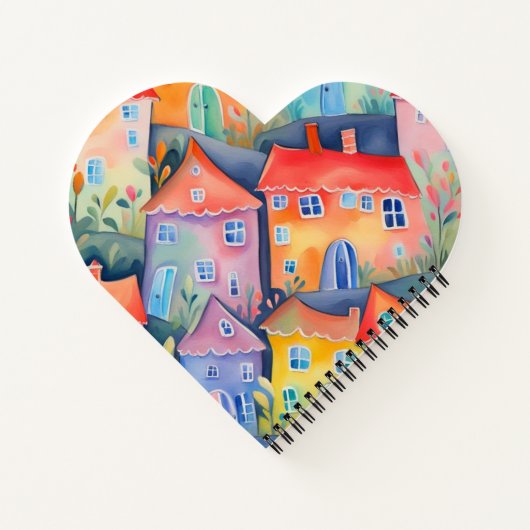 Weiche pastellfarbene kleine Häuser in friedlicher Notizblock (Rückseite)