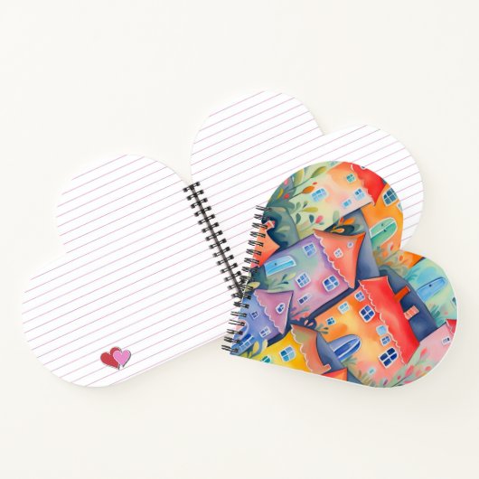 Weiche pastellfarbene kleine Häuser in friedlicher Notizblock (Innenseite)