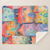 Weiche pastellfarbene kleine Häuser in friedlicher Sherpadecke (Vorderseite (Horizontal))