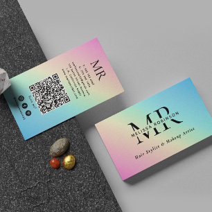 Weiche Pastellfarbene Regenbogen-Verlaufs-Monogram Visitenkarte