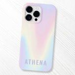 Weiche pastellfarbene Regenbogenbezeichnung modern Case-Mate iPhone 14 Pro Max Hülle<br><div class="desc">Trendy iPhone Gehäuse Pastellfarben mit einem weichen,  pastellfarbenen Regenbogen-Hintergrund und Ihrem Namen in leicht lila.</div>