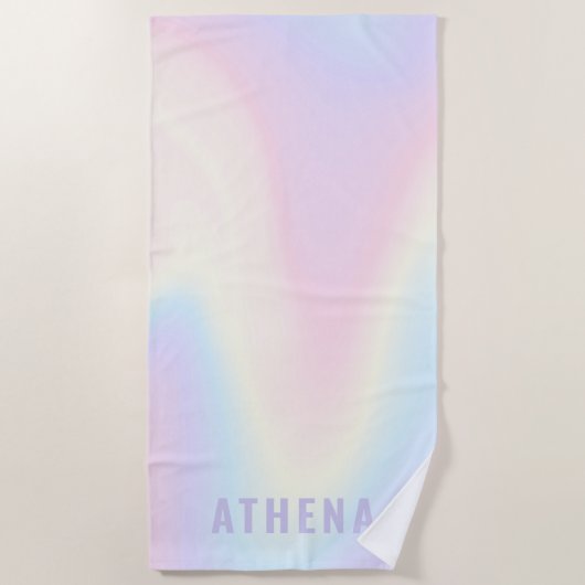 Weiche pastellfarbene Regenbogenbezeichnung modern Strandtuch (Vorderseite)