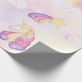 Weiche, pastellfarbene Regenbows Unicorns Wolken u Geschenkpapier (Ecke)