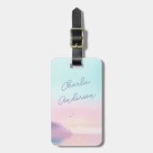 Weiche pastellfarbene Sonnenaufgänge mit Vogelskri Gepäckanhänger (Vorderseite vertikal)