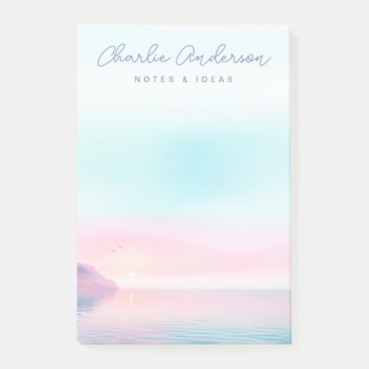 Weiche pastellfarbene Sonnenaufgänge mit Vogelskri Post-it Klebezettel (Vorderseite)