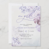 Weiche pastellfarbene violette Blumen staubblau Es Einladung (Vorderseite)