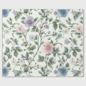 Weiche Pastellgelbe und blaue Botanische Weinbauwe Geschenkpapier (Flach)