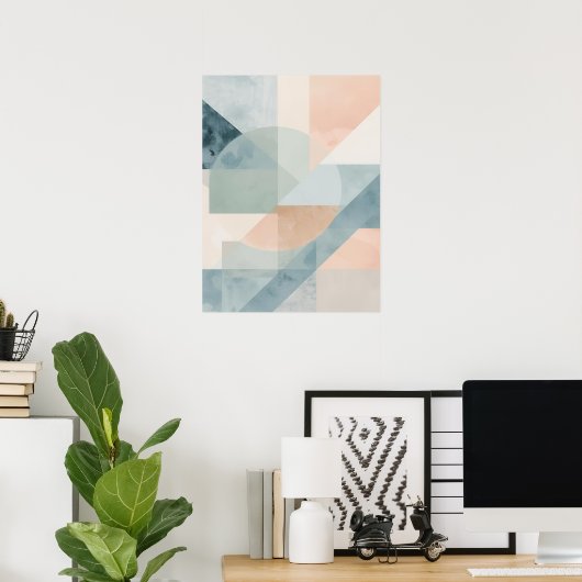 Weiche, pastellige Geometrie - Abstrakte moderne K Poster (Heimbüro)