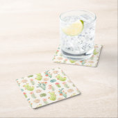 Weiche Pastellkaktus und sukkulentes Muster Rechteckiger Pappuntersetzer (Vor Ort)