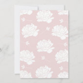 Weiche Pastellrosa-Pfingstrosen-Quermädchen-Taufe Einladung (Rückseite)