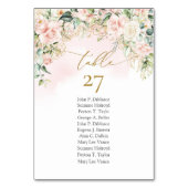 Weiche Pastellrosen Rosen Gold und Grün Hochzeit Tischnummer (Rückseite)