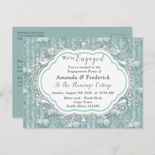 Weiche Pastelltöne, grün Einladungspostkarte (Vorne/Hinten)