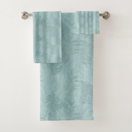 Weiche Pastelltöne in Weiß, grüne Seidenstruktur Badhandtuch Set (Insitu)