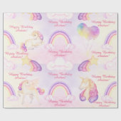 Weiche Pastelrogen Unicorns Wolken und Sterne Krie Geschenkpapier (Flach)