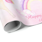 Weiche Pastelrogen Unicorns Wolken und Sterne Krie Geschenkpapier (Rolleneckpunkt)