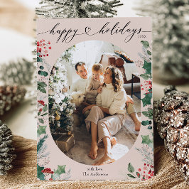 Weiche Pastete Rosa grünes, einfaches Foto Feiertagskarte