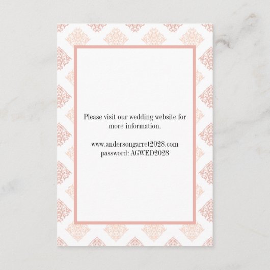 Weiche Peachy Blush Damask Begleitkarte (Rückseite)