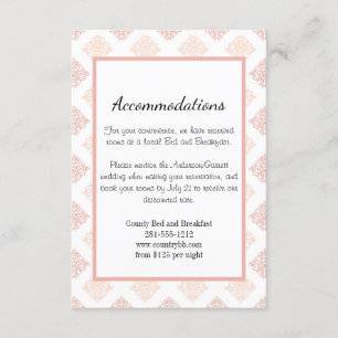 Weiche Peachy Blush Damask Begleitkarte