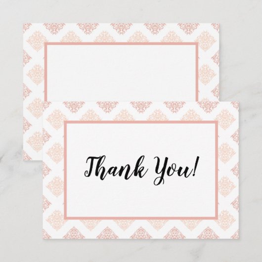 Weiche Peachy Blush Damask Dankeskarte (Vorne/Hinten)