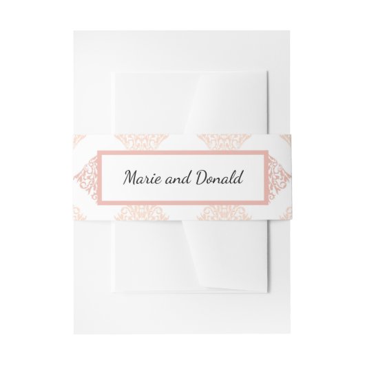 Weiche Peachy Blush Damask Einladungsbanderole (Vorderseite Beispiel)