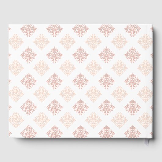 Weiche Peachy Blush Damask Gästebuch (Rückseite)