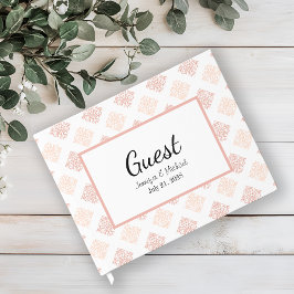 Weiche Peachy Blush Damask Gästebuch
