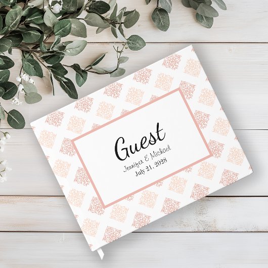 Weiche Peachy Blush Damask Gästebuch