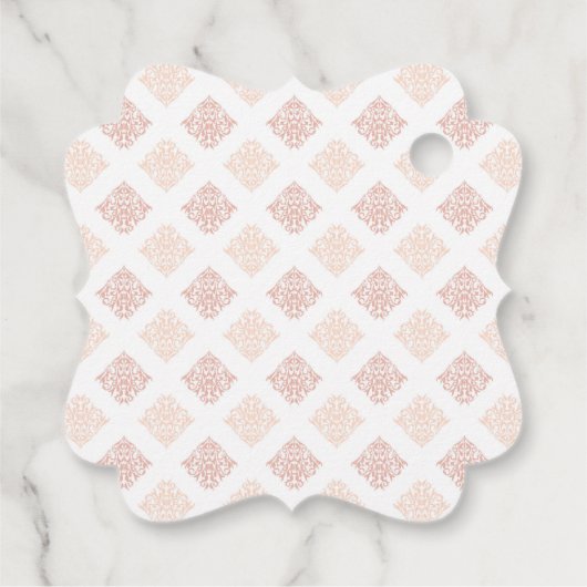 Weiche Peachy Blush Damask Geschenkanhänger (Rückseite)