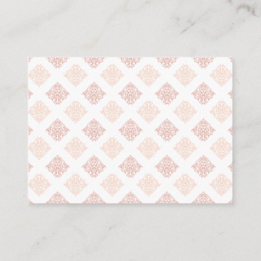 Weiche Peachy Blush Damask Platzkarte (Rückseite)