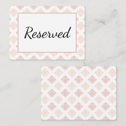 Weiche Peachy Blush Damask Platzkarte (Vorne/Hinten)