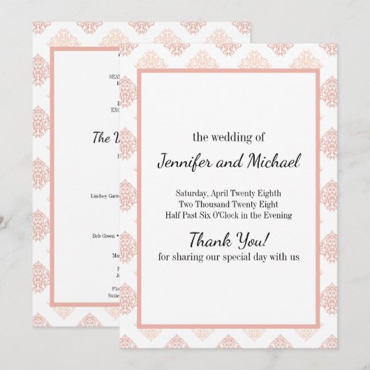 Weiche Peachy Blush Damask Programm (Vorne/Hinten)