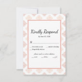 Weiche Peachy Blush Damask RSVP Karte (Vorderseite)