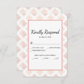 Weiche Peachy Blush Damask RSVP Karte (Vorne/Hinten)